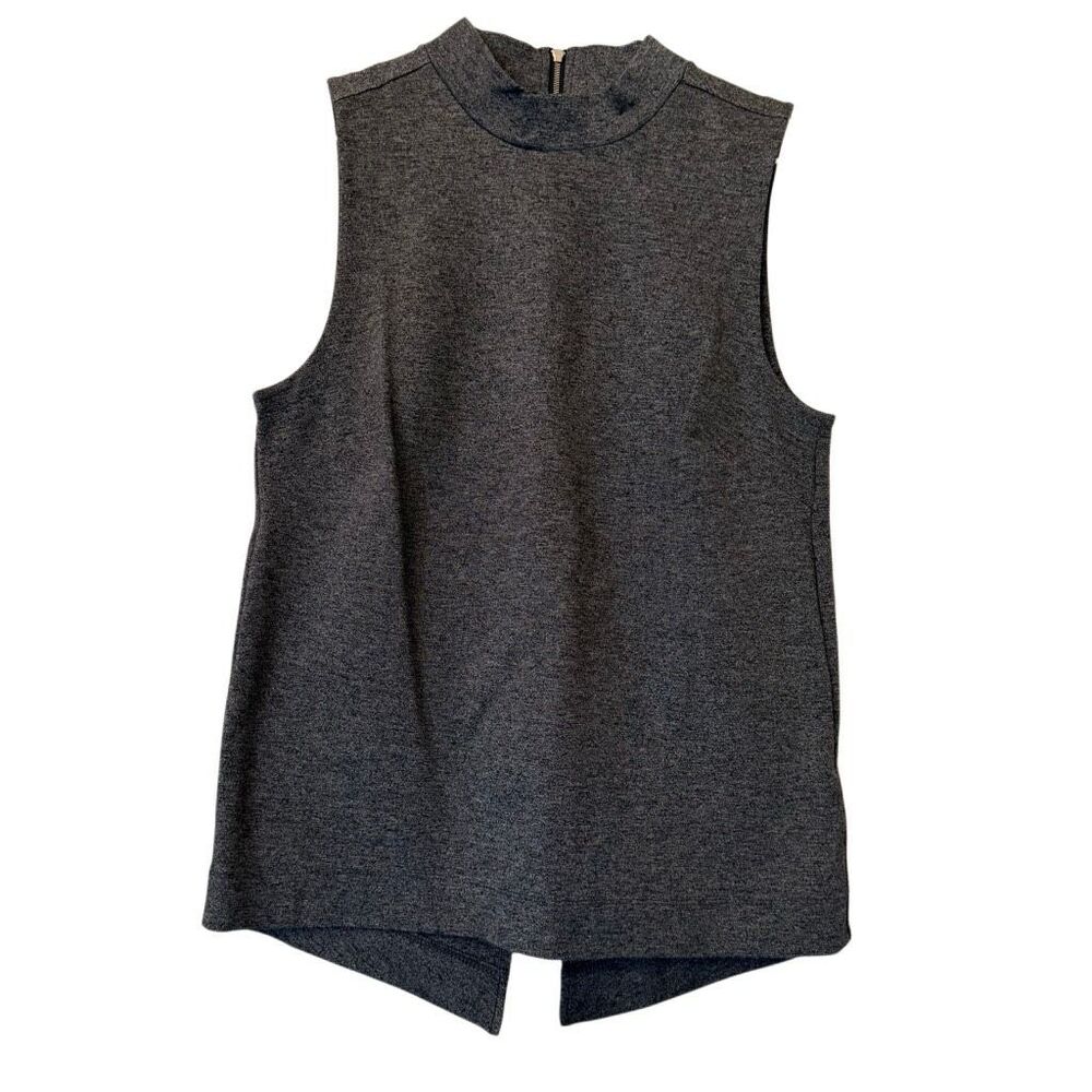 NWT Banana Republic Sleeveless Split Hem Mock Neck Top Charcoal Gray Size Small